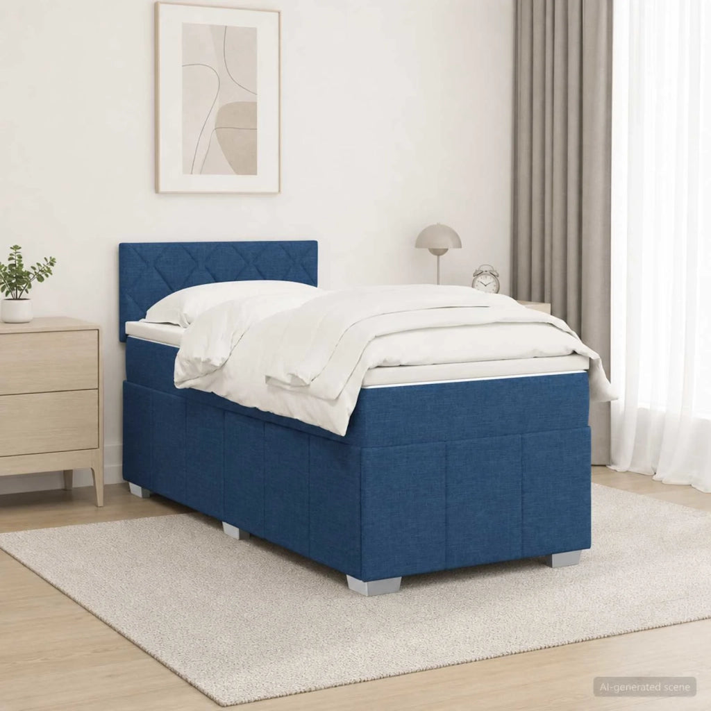 Letto box spring con materasso Blu 100 x 200 cm Tessuto 3452620