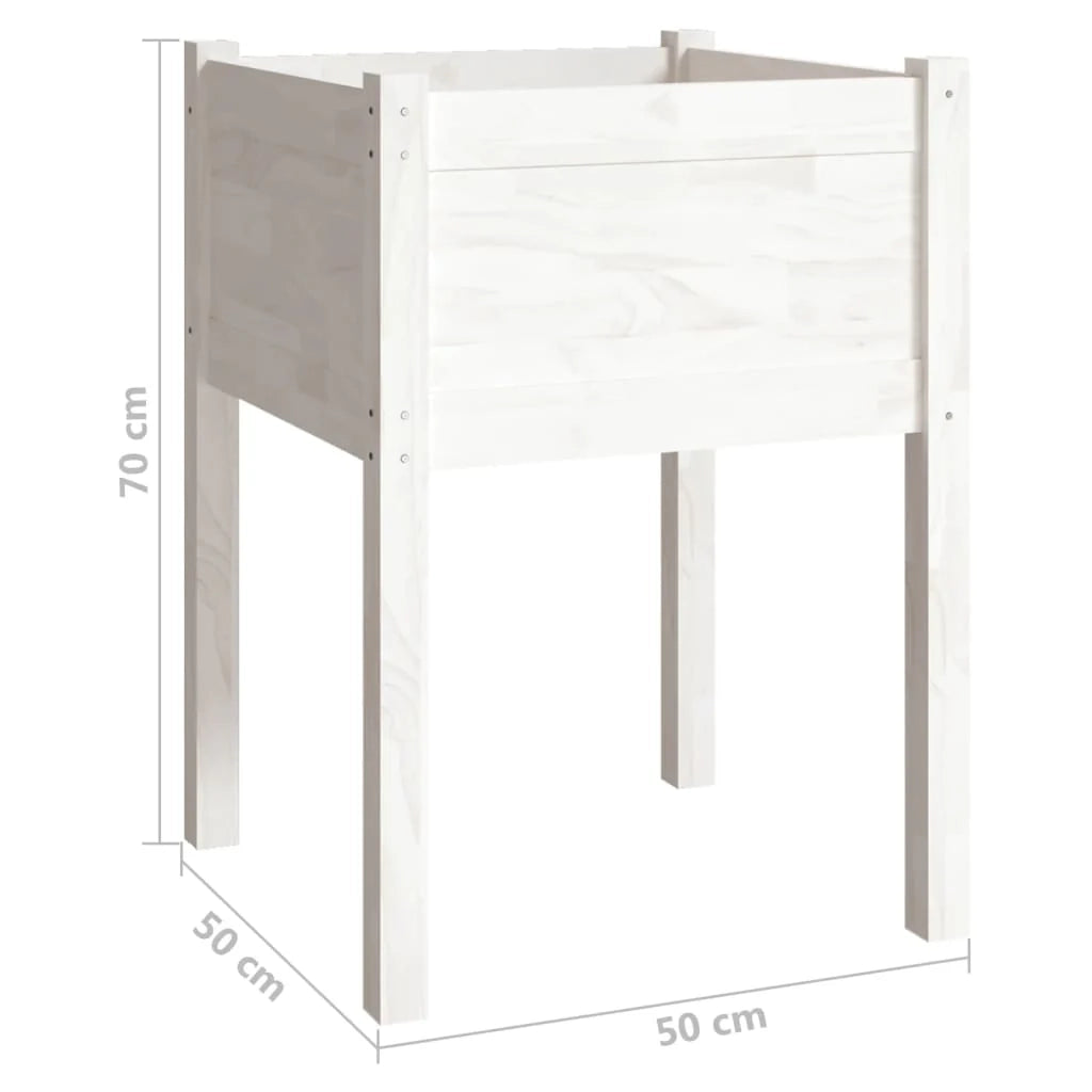 Fioriera rialzata per piante e fiori terrazza giardino 50 x 50 x 70 cm legno di pino massiccio bianco 02_0037672