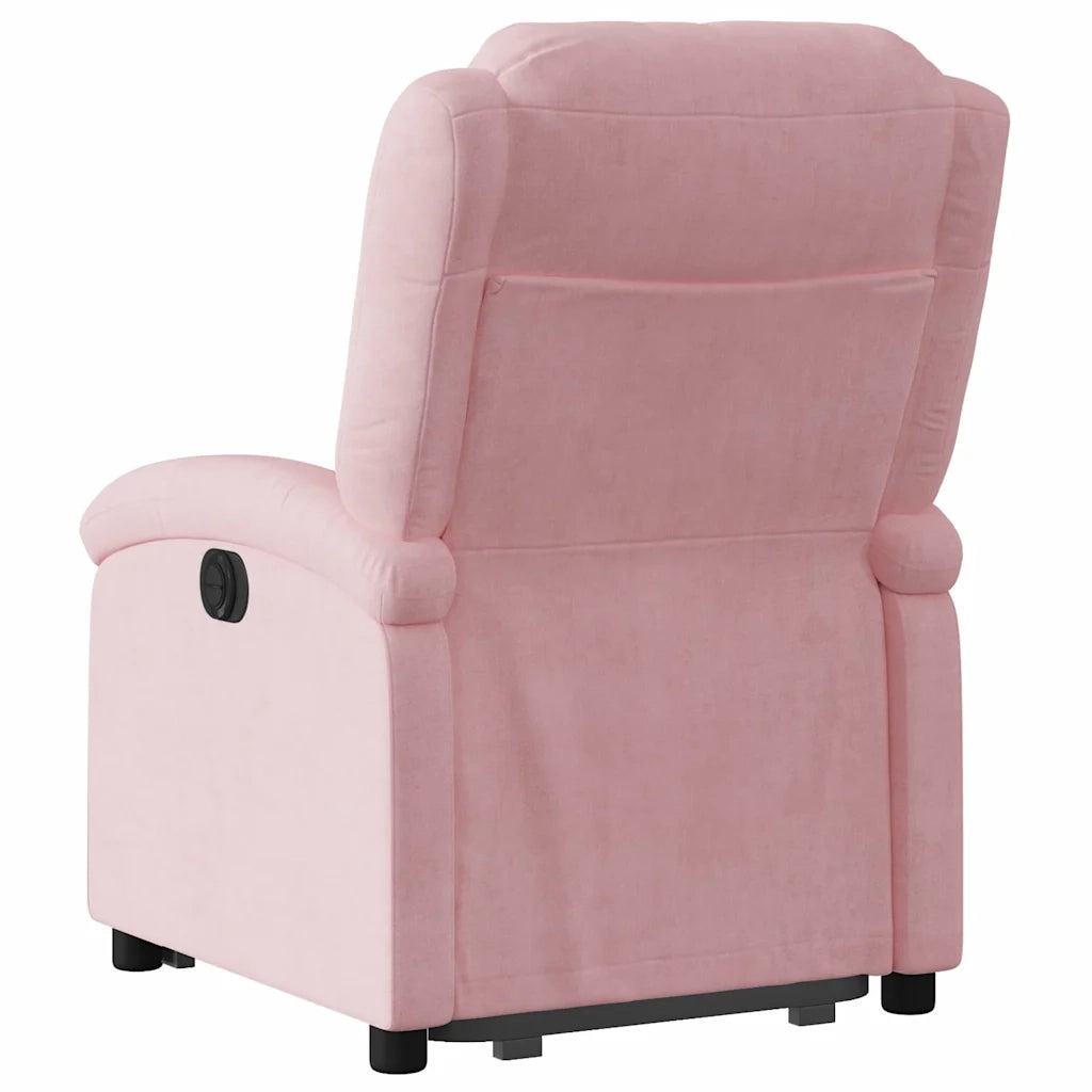 Poltrona Alzapersona Reclinabile Rosa in Velluto 3204304