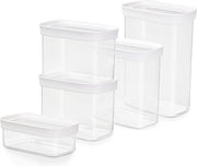 Set di contenitori per acqua 5 pezzi | 0,45/2 x 1/1,6/2,2 litri | rettangolare | 100% sicuro/igienico/sicuro | chiusura a diverse aperture | libero da BPA | design trasparente