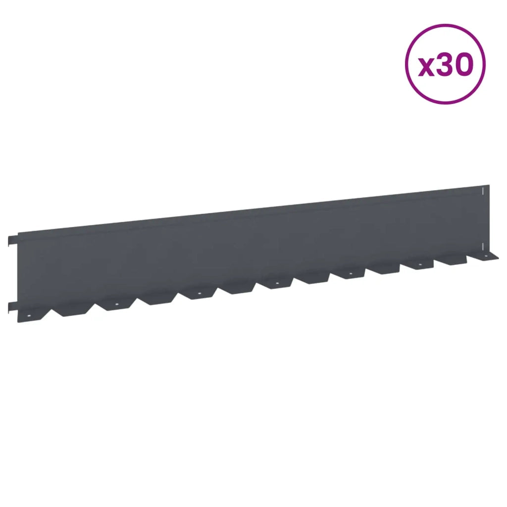 Bordura per Prato 30 pcs 102 x 15 x 4 cm Acciaio Antracite 8008771