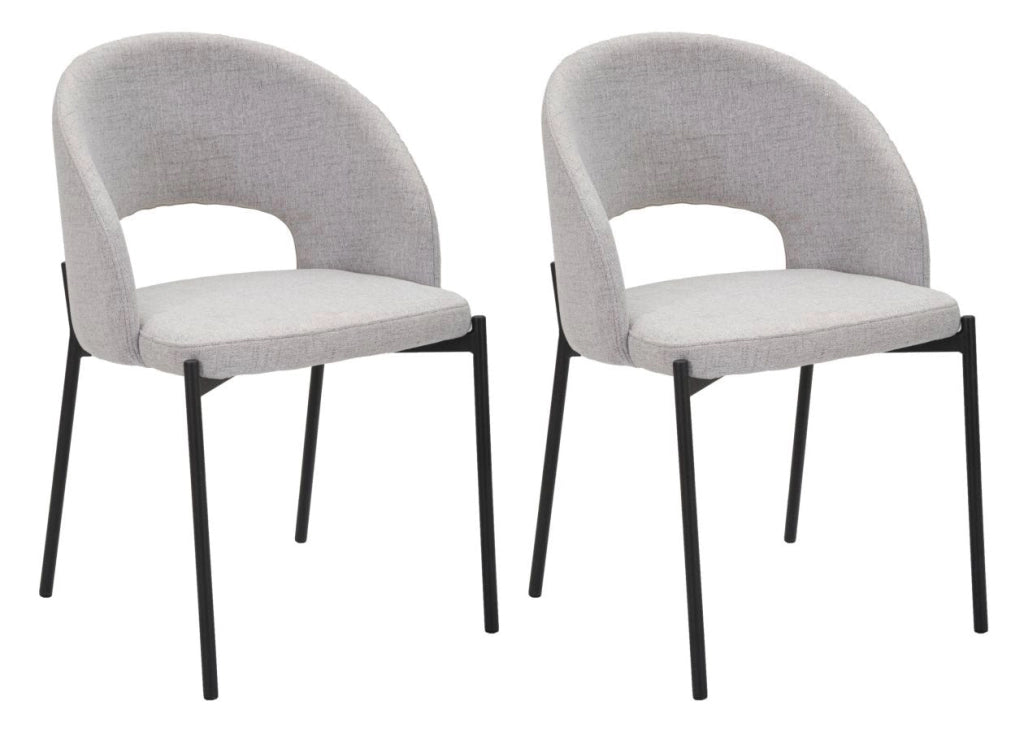 Set 2 Sedie Helsinki 51x80x53 cm in Tessuto Grigio/Nero
