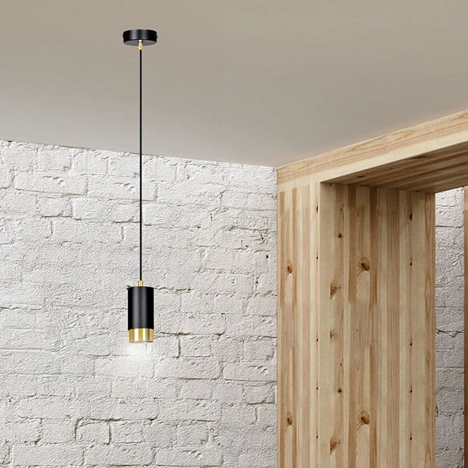 Emibig Fumiko lampada a sospensione nero oro GU10 Ø8 cm