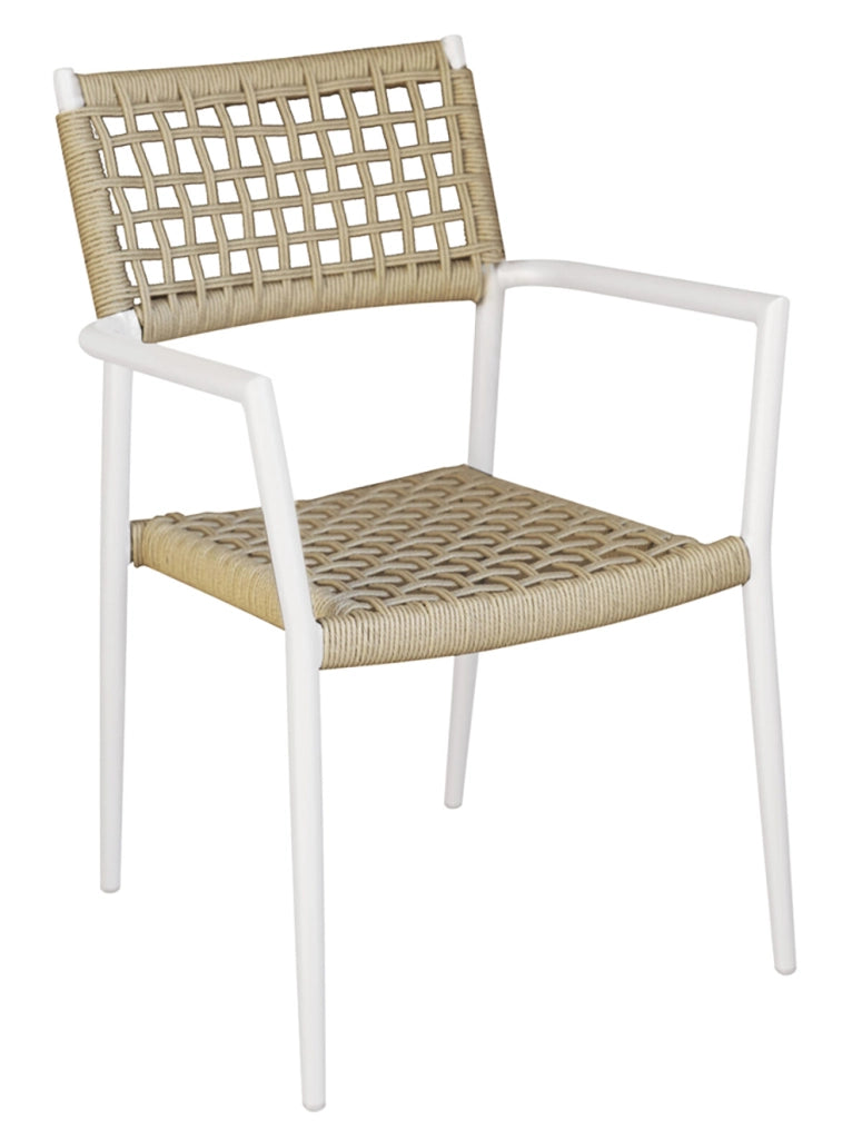 Sedia Padova in alluminio Greenwood antracite Colore: Bianco e canapa, Materiale: Alluminio