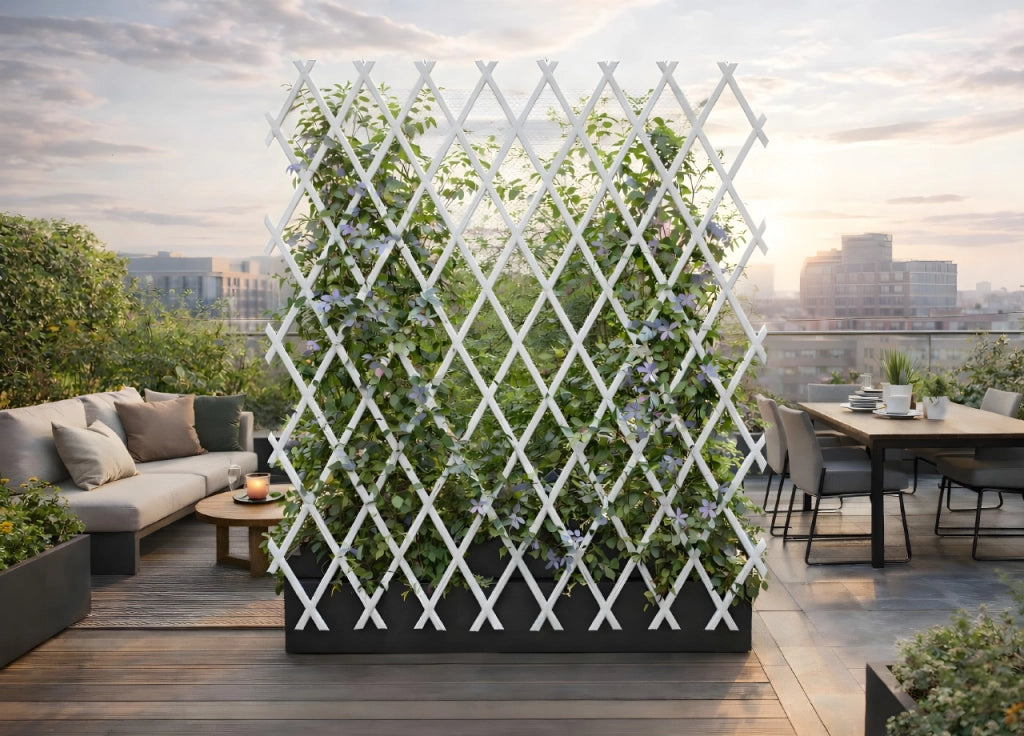 Traliccio Estensibile In PVC Per Piante Rampicanti Recinzione Giardino Balcone - 100x100 - Bianco
