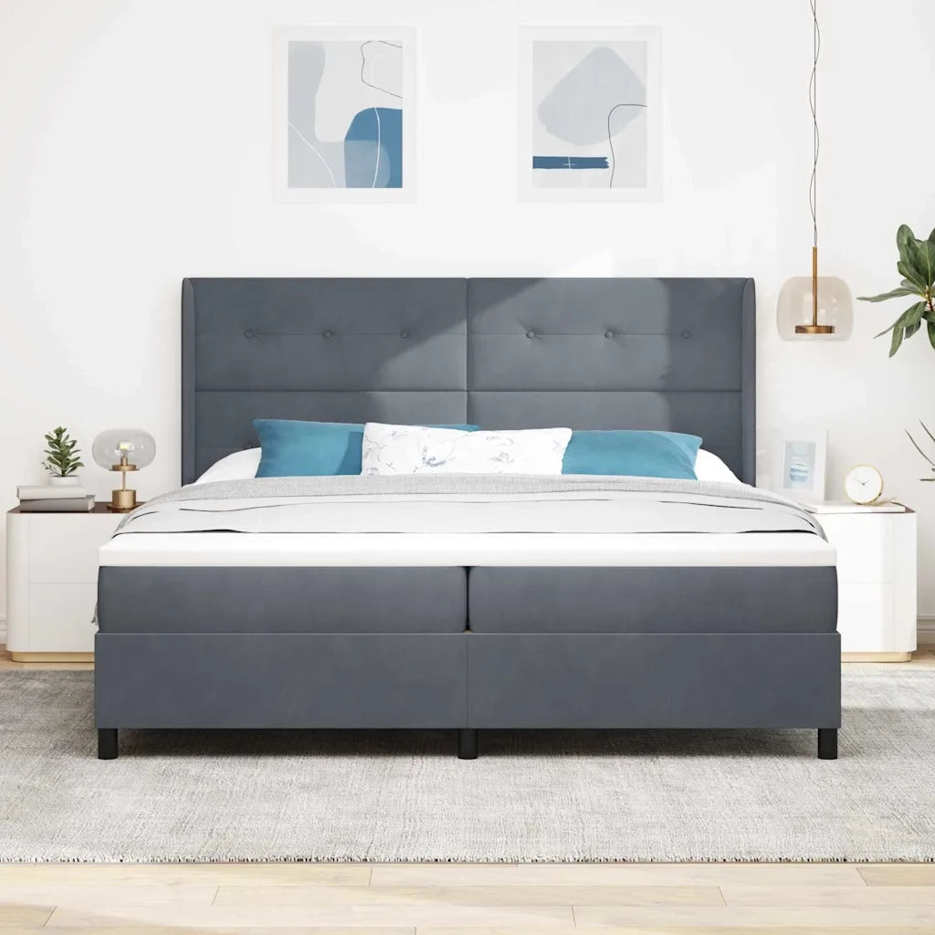 Letto a molle con strisce LED Grigio scuro 200 x 200 cm Velluto 3343887