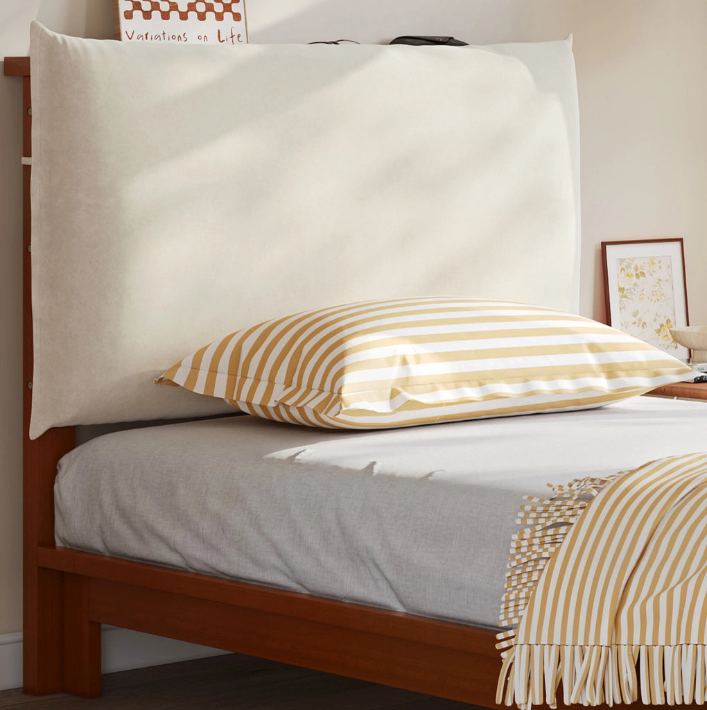 Letto imbottito singolo 90x200 cm marrone scuro con testiera imbottita