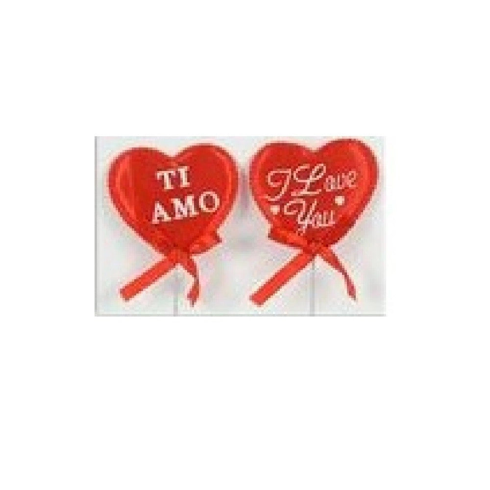 Trade Shop - Set 9 Spilloni Cuori Con Fiocco I Love You Ti Amo Dedica San Valentino 6,5x19x1 -