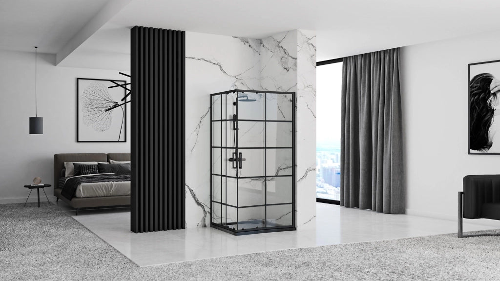 Cabina Doccia Rea Concept Black 80x100 con piatto doccia Savoy