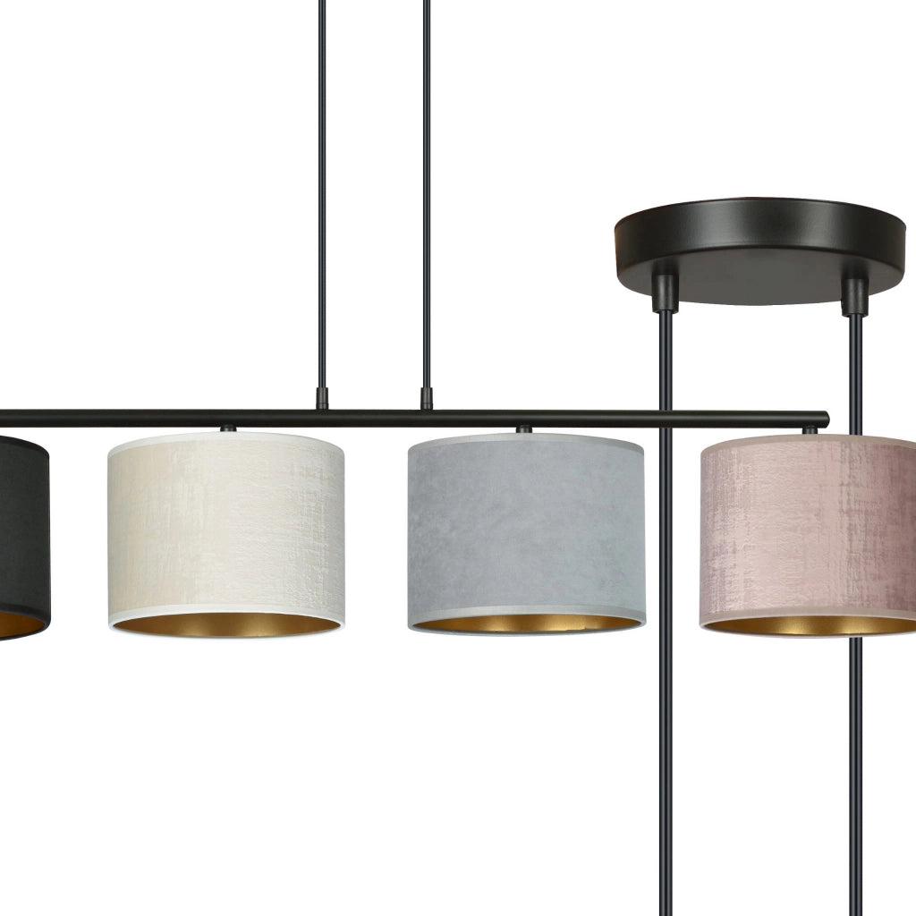 Lampadario Emibig Hilde 4xE27 nero in metallo tessuto