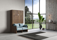 Letto Una Piazza E Mezzo A Scomparsa 120 Kentaro Con Divano Noce e Azzurro