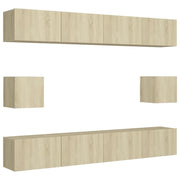 Set di mobili mobile credenza TV televisione soggiorno camera da letto soggiorno 6 pezzi rovere Sonoma multistrato marrone 02_0025114