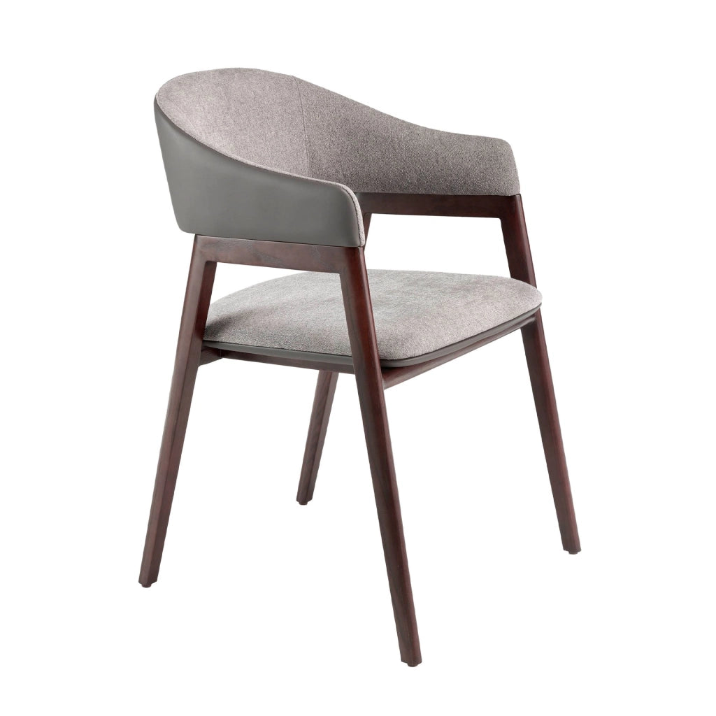 Sedia in tessuto grigio ed ecopelle visone scuro