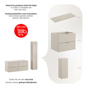 Set mobili bagno 120 cm con piano e Szafką wysoką Dalia Cashmere 120 x 1401 x 46 cm