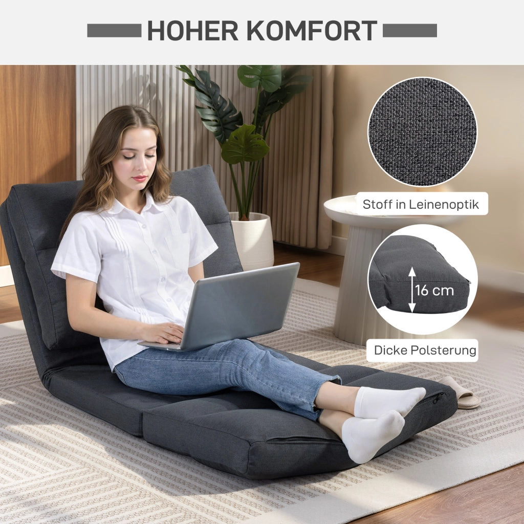 Pouf letto reclinabile pieghevole ¨C zephmum ¨C grigio scuro 70x72x56 cm