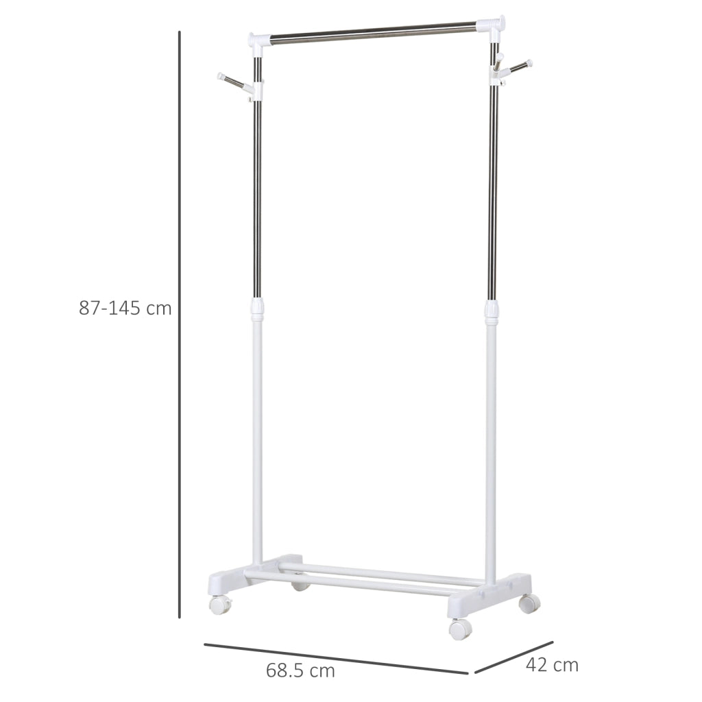 Appendiabiti con Ruote e Ripiano ¨C Zephmum ¨C 68.5x42x87-145 cm