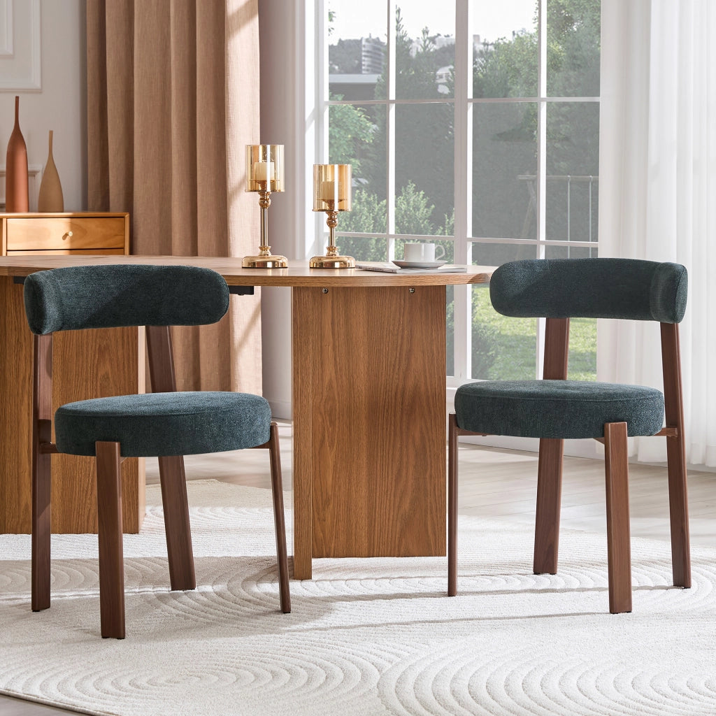 Sedia da Pranzo Moderna in Tessuto ¨C Xylo ¨C Nero, Set 2 Pezzi, Schienale ad Arco
