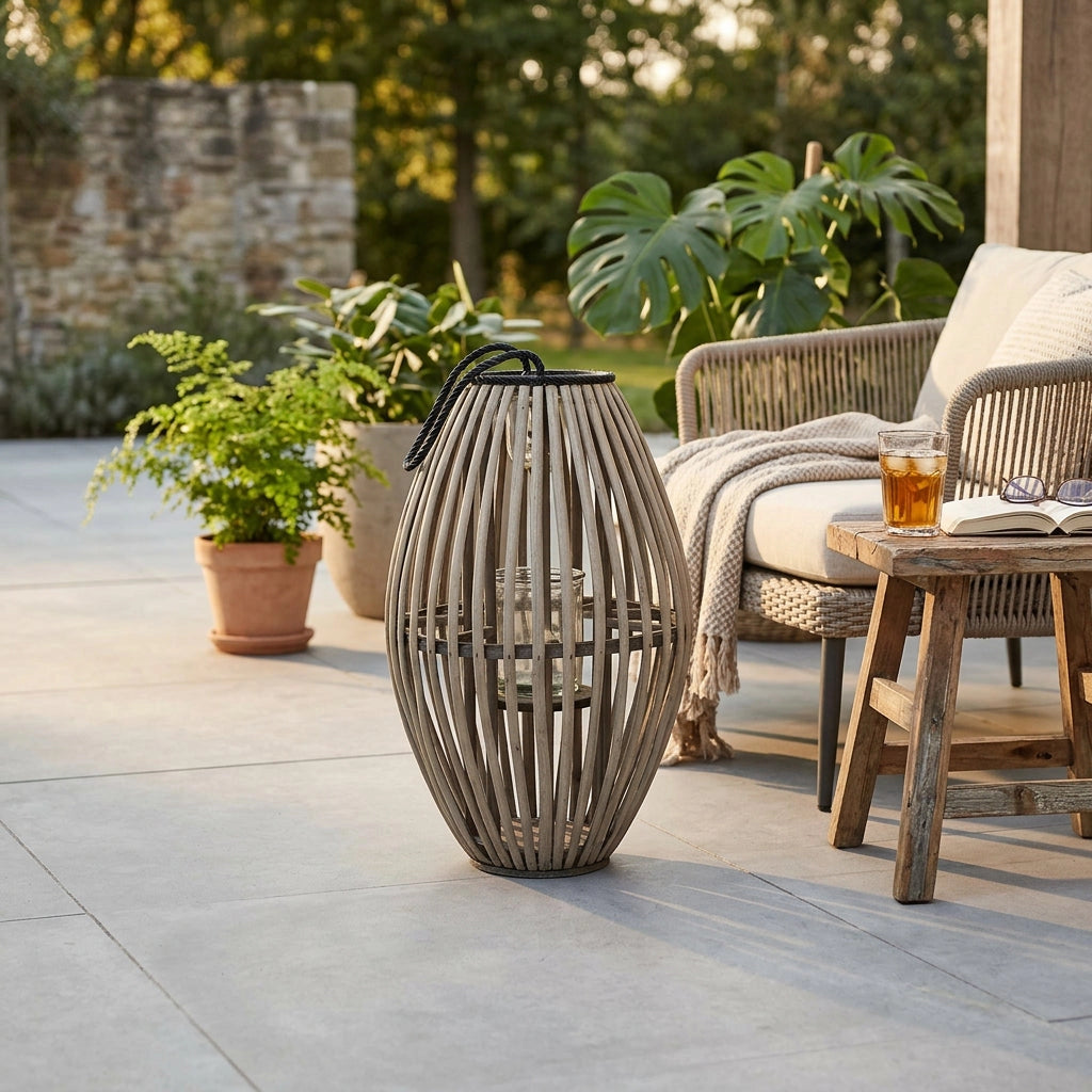 Lanterna in Vimini in Vimini Vetro cm 14 5x14 5x60 - SELE