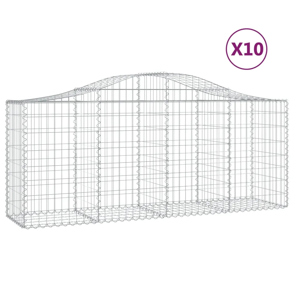 Cesti Gabbioni ad Arco 10 pz 200x50x80/100 cm Ferro Zincato 3145627