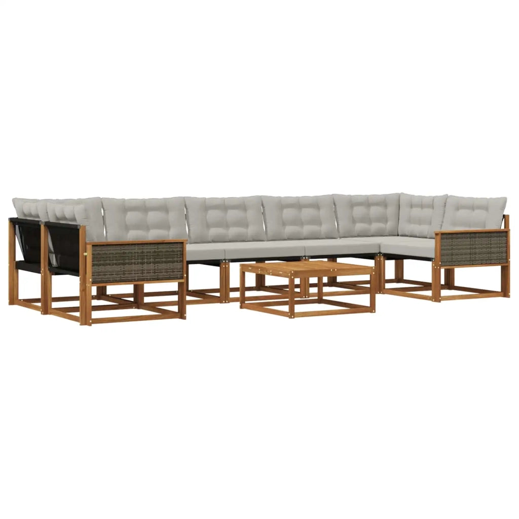 Set di divani da esterno 8 pcs Naturale e Grigio Chiaro 3381307