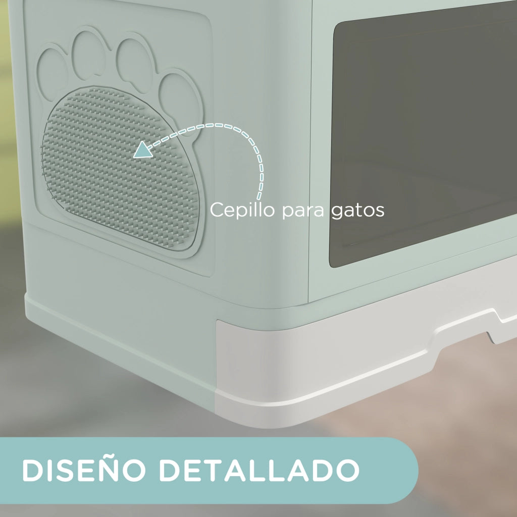 Arenero per Gatti Coperto con 2 Porte ¨C zephmum ¨C Verde Chiaro 48.5x38x36.5 cm