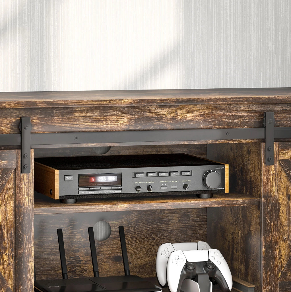 Mobile TV 120x40x54 cm con 6 vani e gestione cavi in compensato marrone