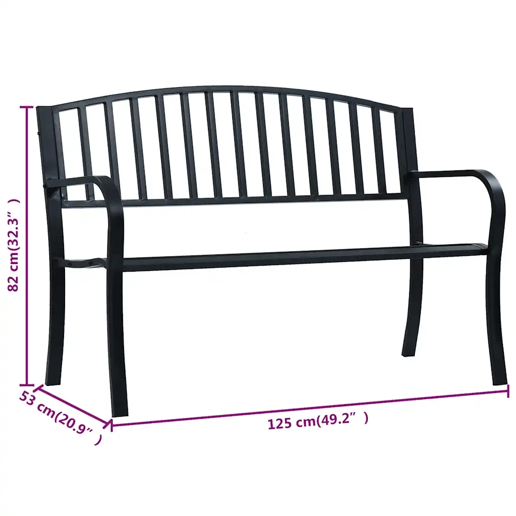 Panchina da Giardino | Panca da Giardino 125 cm Nera in Acciaio