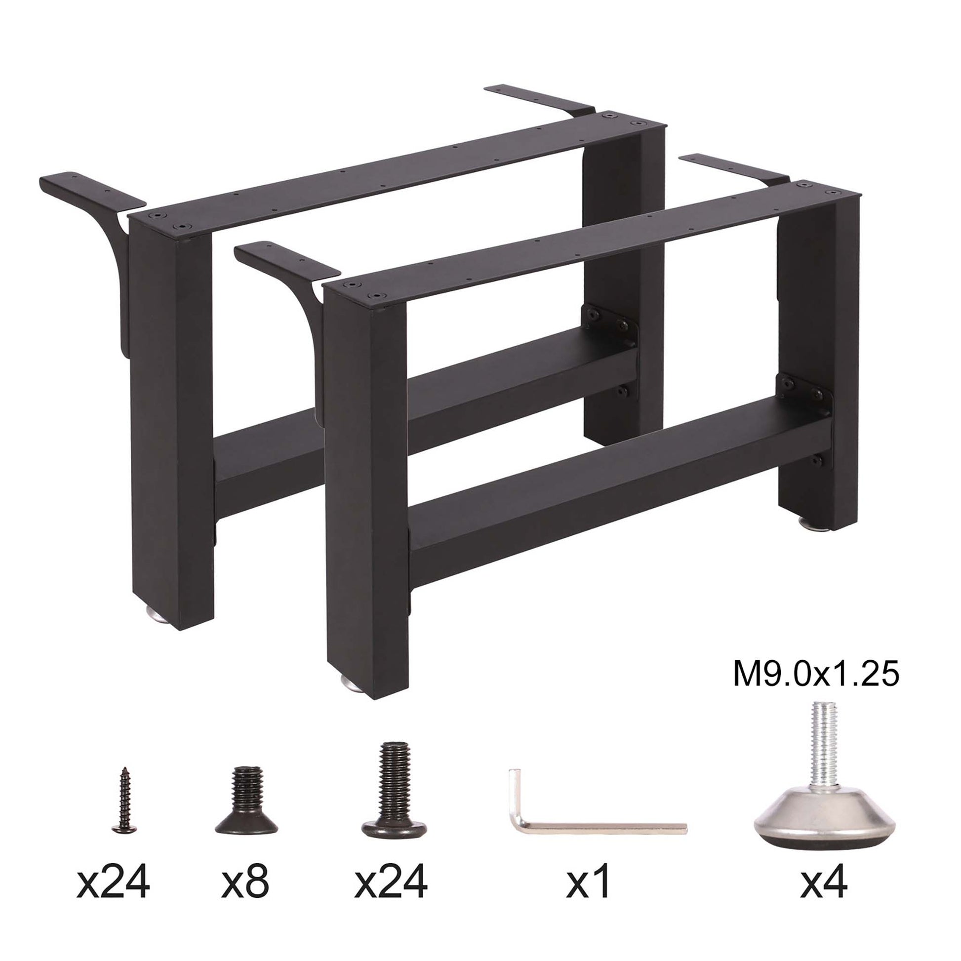Base per tavolo 64x40 cm verniciatura a polvere nero Gambe quadrate tavolino