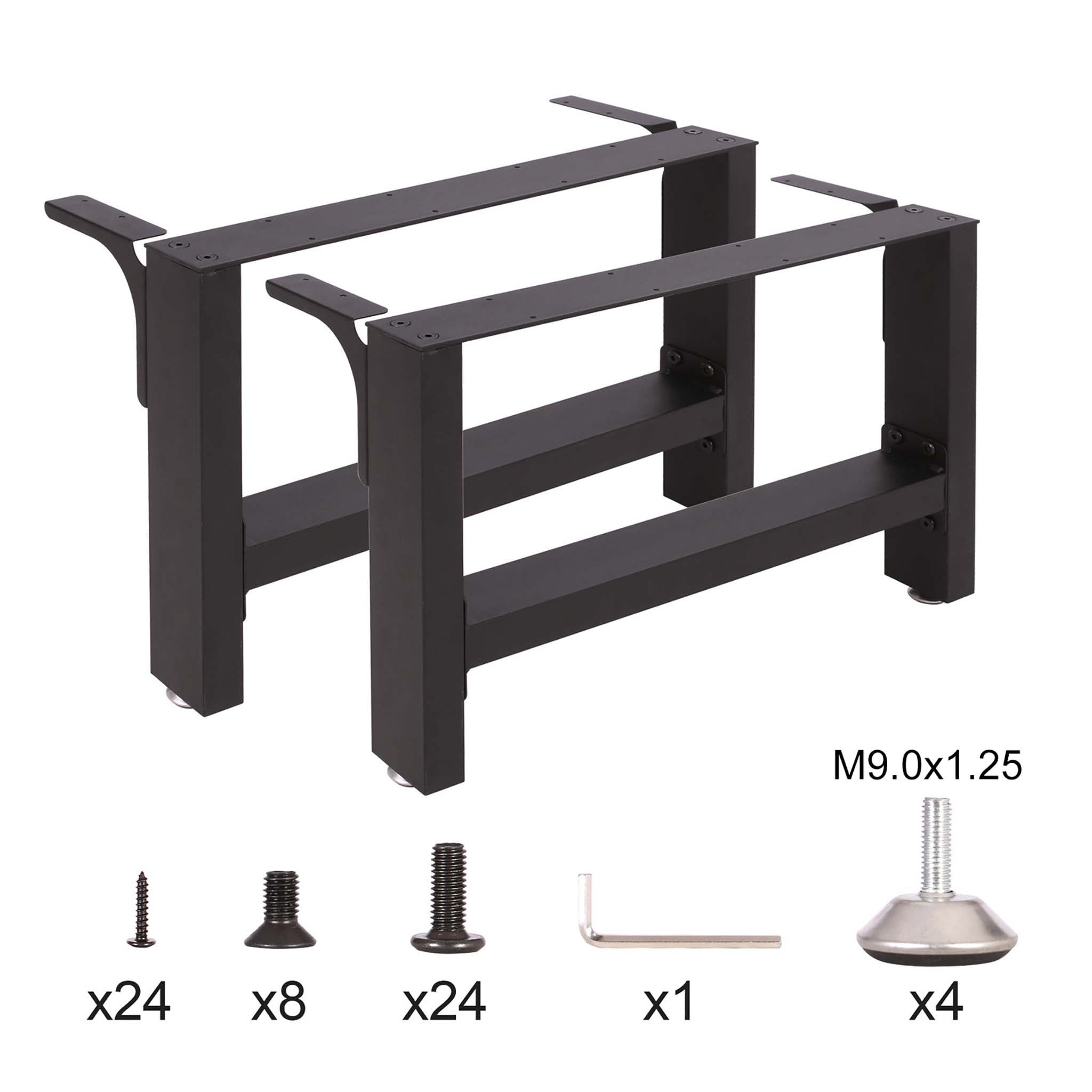 Base per tavolo 64x40 cm verniciatura a polvere nero Gambe quadrate tavolino