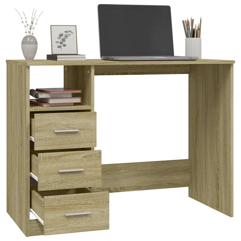 Scrivania | Tavolo da Ufficio Cassetti Rovere Sonoma 102x50x76 cm Legno Multistrato