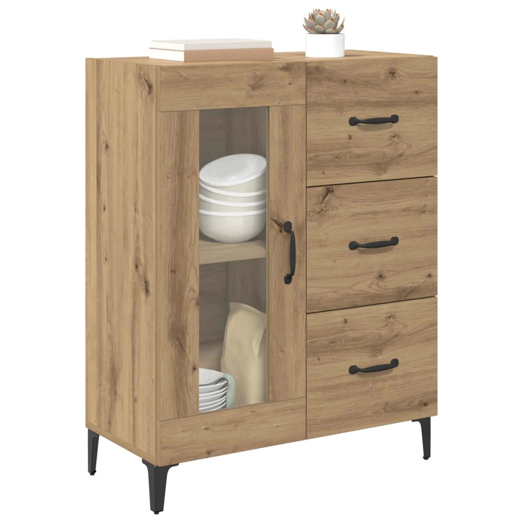 Credenza | Madia | Buffet da pranzo | Armadio da pranzo con cassetto Rovere artigianale 69,5 x 34 x 90 cm