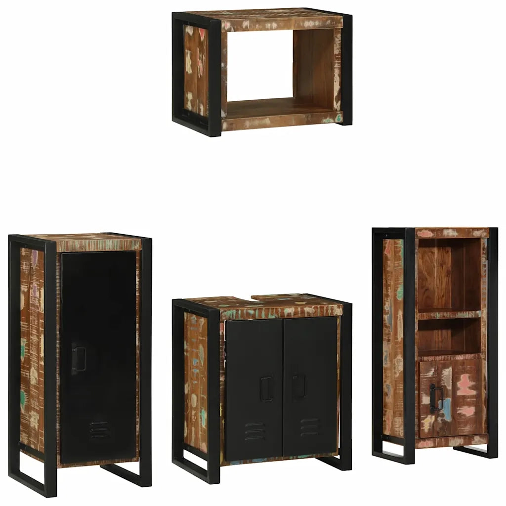 vidaXL Set di mobili per il bagno 4 pcs Legno massello riciclato