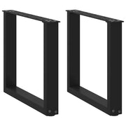 Set di 2 gambe per tavolino da caffè a forma di U nere 50 x 42-43 cm con piedini regolabili design moderno in acciaio nero 02_0057396