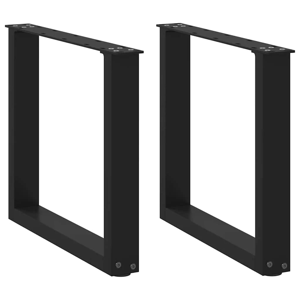 Set di 2 gambe per tavolino da caffè a forma di U nere 50 x 42-43 cm con piedini regolabili design moderno in acciaio nero 02_0057396