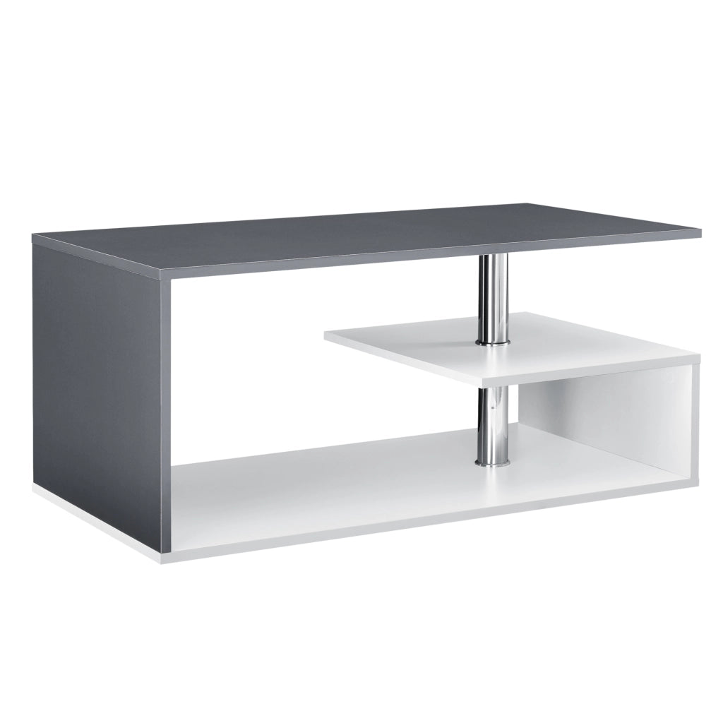 Tavolino da Salotto Haarlem con 3 Piani 90 x 50 x 41 cm - Grigio Scuro / Bianco [en.casa]