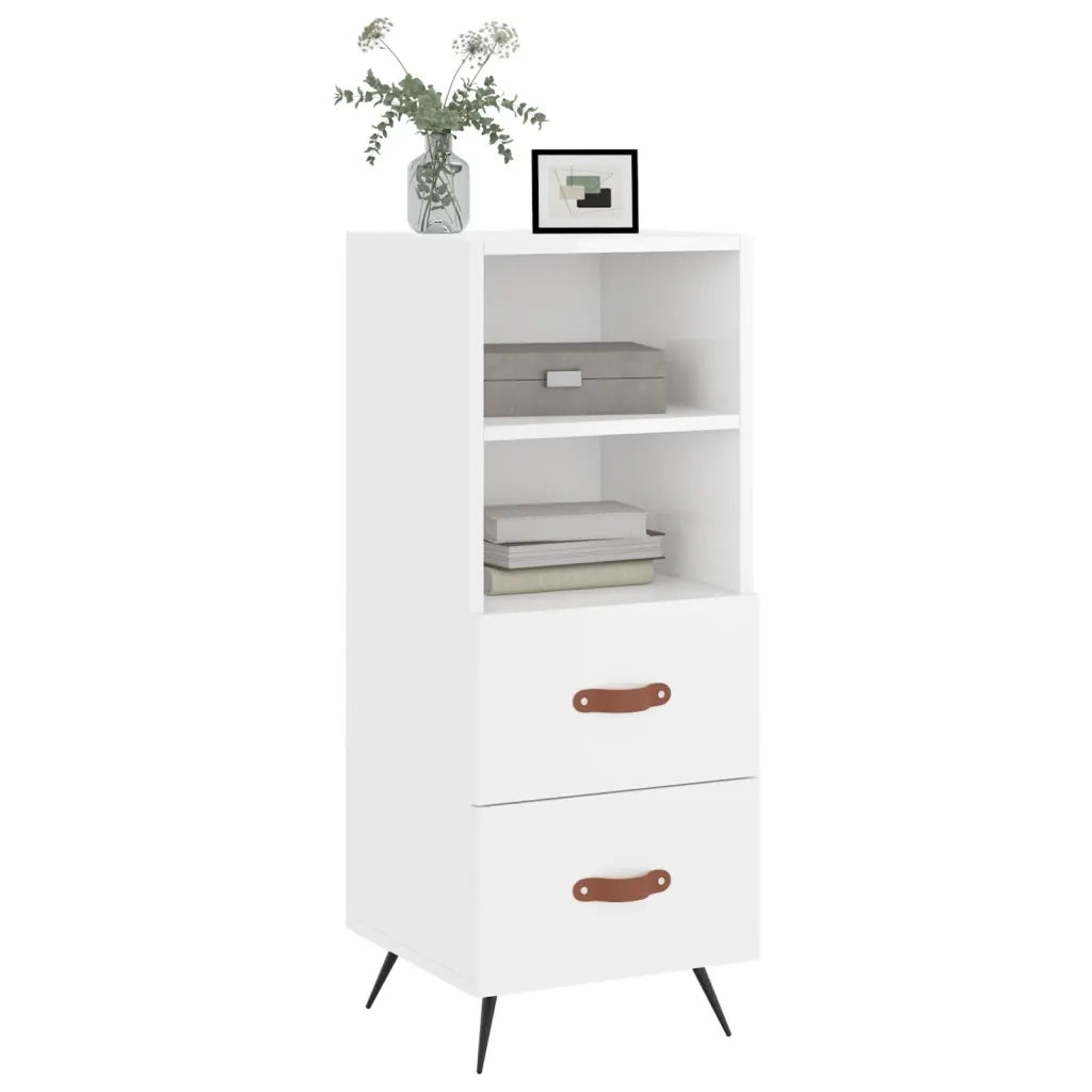 Credenza | Madia | Buffet da pranzo | Armadio da pranzo Bianco Lucido 34,5x34x90 cm in Legno Multistrato