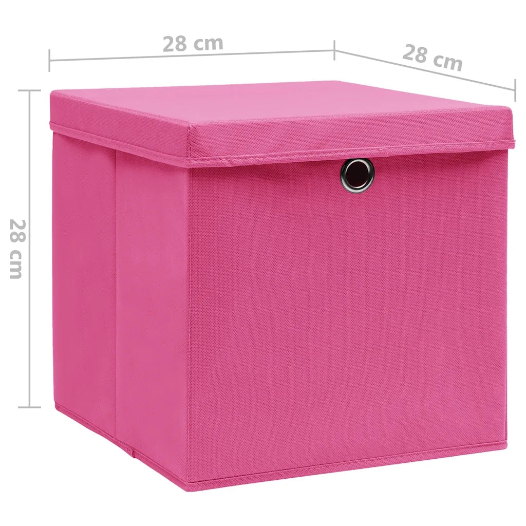 Contenitori con Coperchi 10 pz 28x28x28 cm Rosa CFW3925929