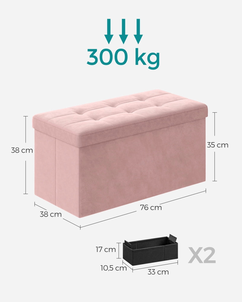 Valora PUFA - LSF247R01 Pouf organizer in velluto MDF rosa pastello
