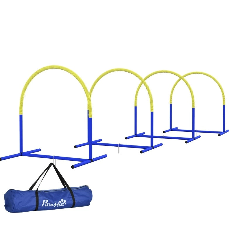 Set agility per cani con 4 archi e borsa, blu