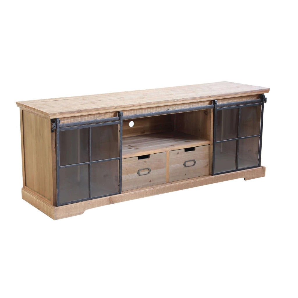 Porta tv per soggiorno Industrial in Legno Acciaio cm 160x45 5x60 - TYBALT