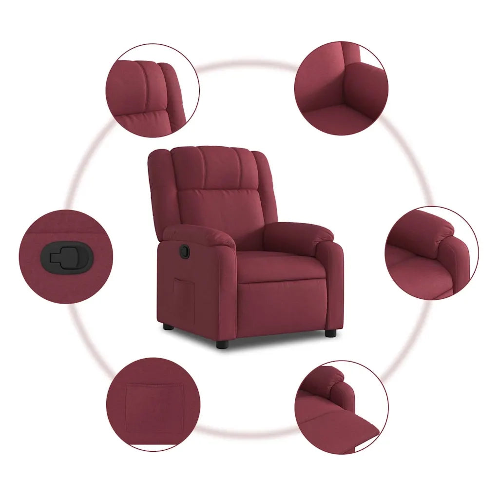 Divano Sedia-Poltrona Reclinabile in Tessuto Rosso Vino 946858