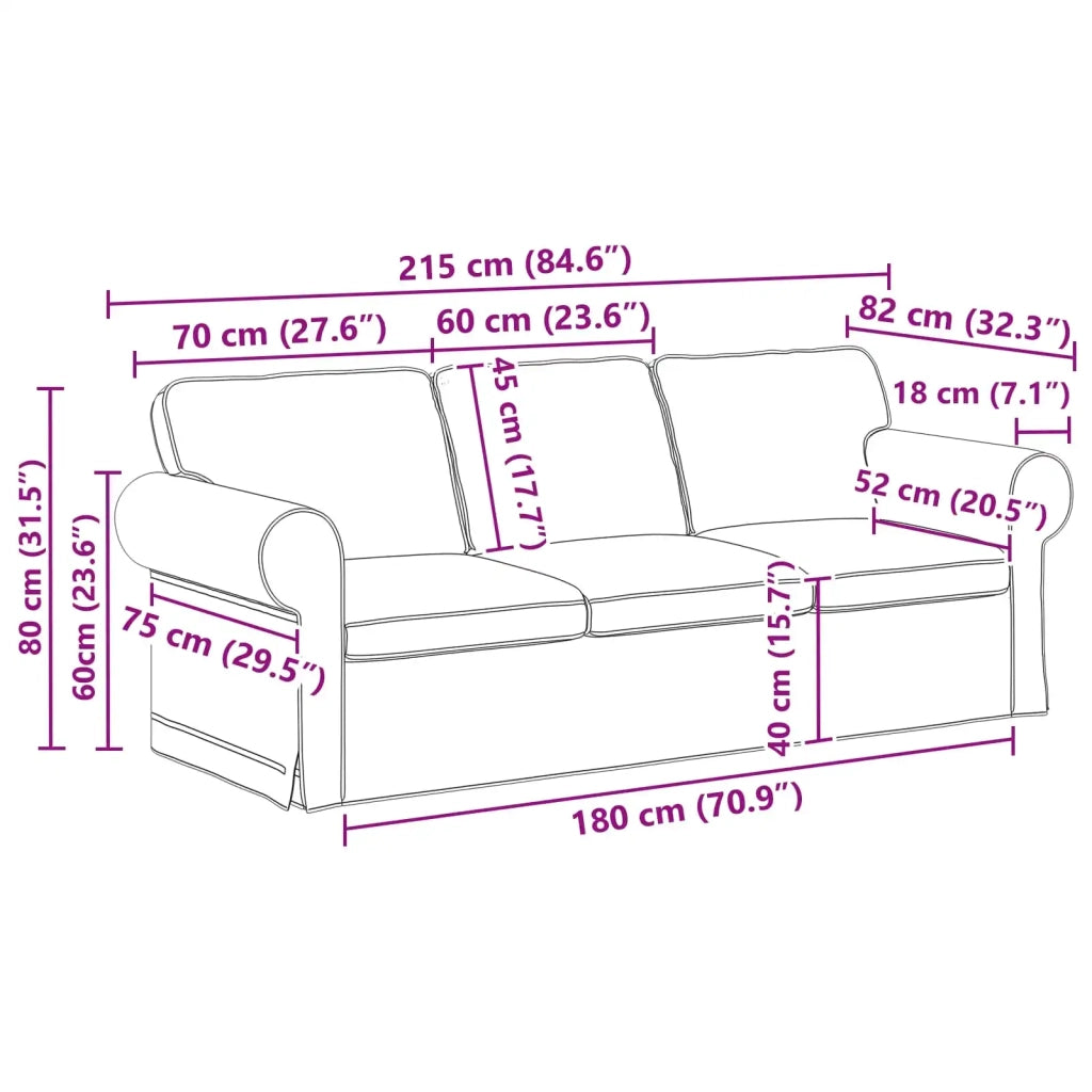 Divano Blu 215 x 82 x 80 cm Tessuto