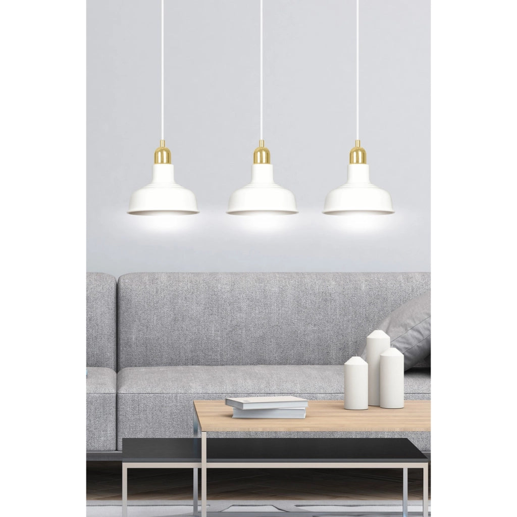 Lampada a sospensione IBOR in acciaio bianco e oro