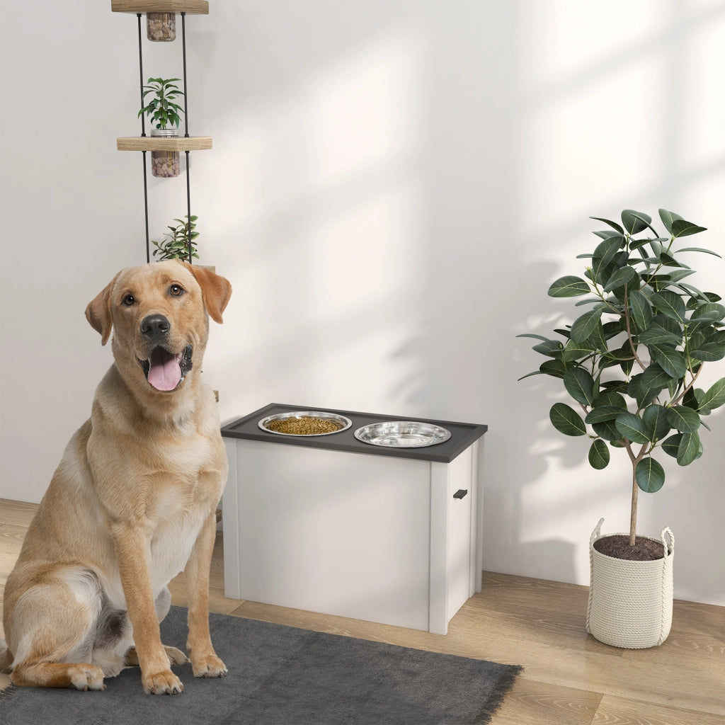 Mangiatoia Mobile per Cani con Cassetto ¨C Zephmum ¨C Bianco Grigio 60x30x42