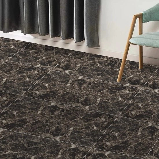Tegoli in PVC autoadesivi - Nero Marmo 30x30 cm - Impermeabili e Resistenti - 10 Pezzi