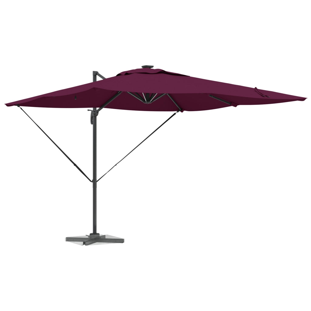 Ombrellone a Sbalzo Roma con LED Rosso Borgogna 286x285x270 cm Alluminio