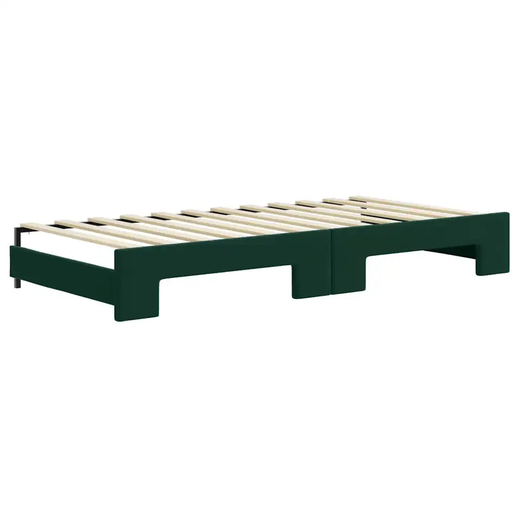 Divano Letto Estraibile Cassetti-Sofa Letto-Daybed Verde Scuro 90x200cm Velluto 401327