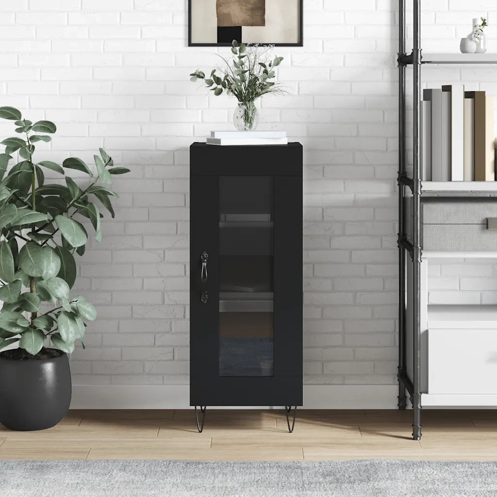 Credenza-Buffet-Armadio da cucina Nero 34,5x34x90 cm in Legno Multistrato 949332