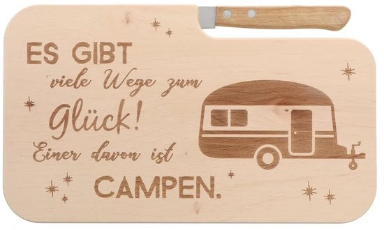 Tavolo da snack in legno con lama "Ci sono molte strade per la felicità..." 

Ideale per colazione, spuntini e campeggio