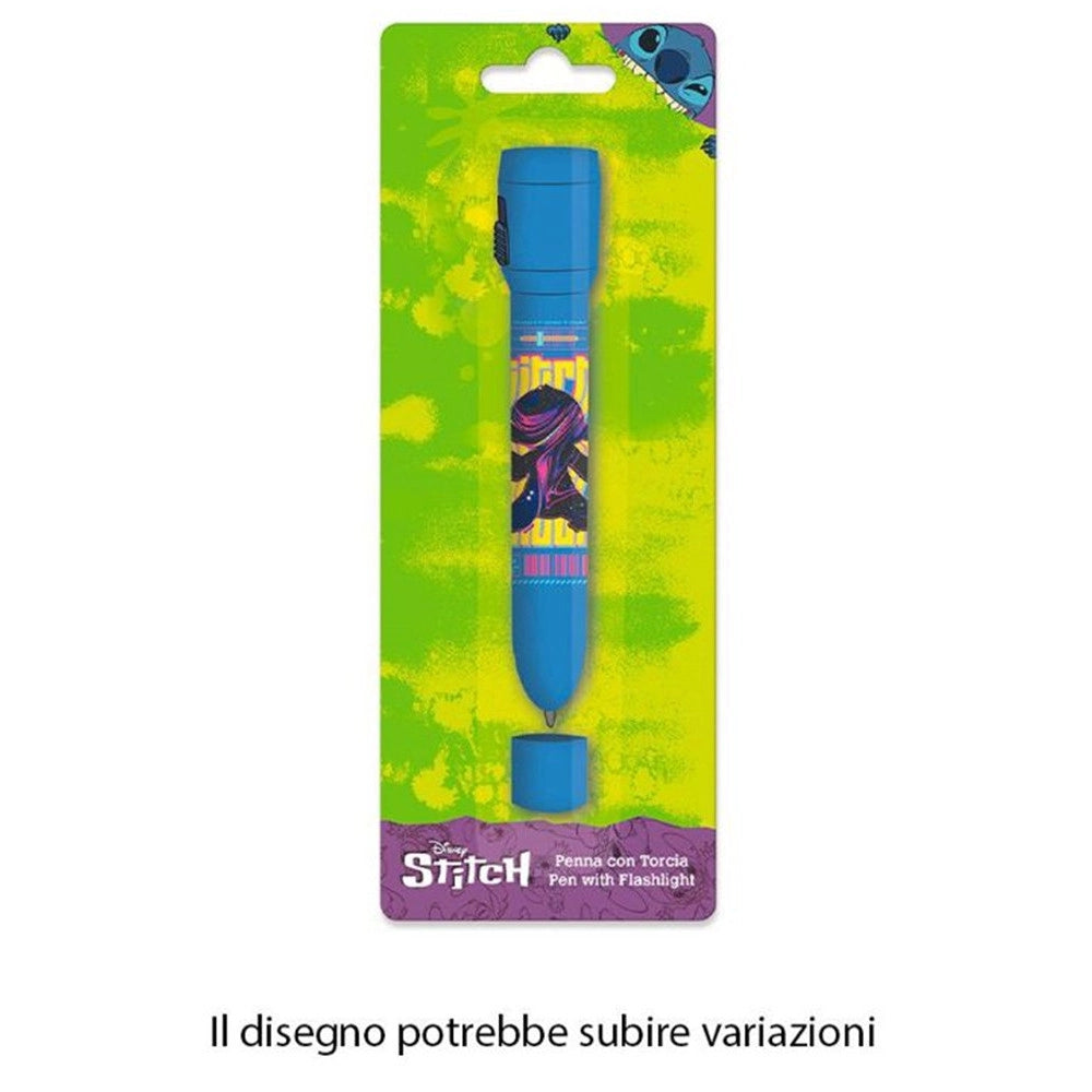 Trade Shop - Penna Con Torcia Grafica Stitch Accessori Per Scuola Regalo Feste Bambini 953148 -
